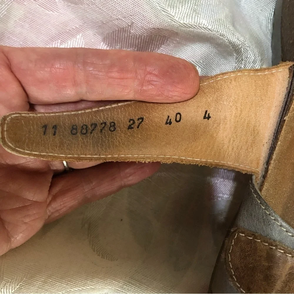 Think! Leather Mitzi Adjustable Footbed Slide Wedge Sandals size 9